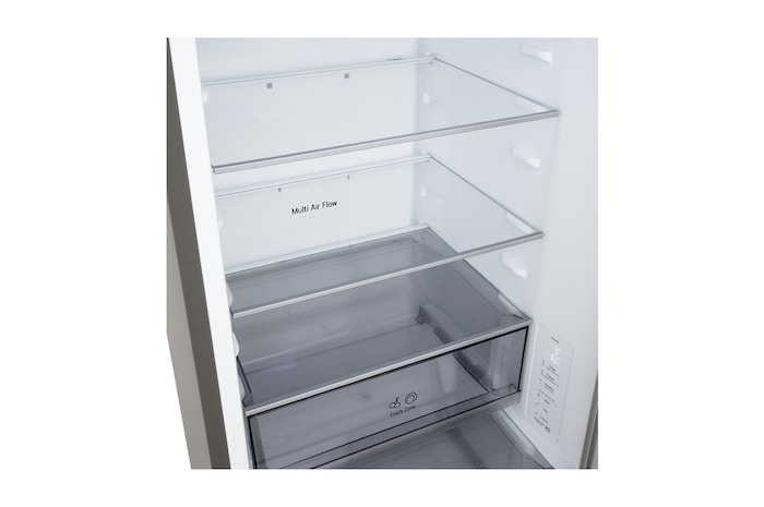 Přední pohled na chladničku s mrazničkou LG (gbbs726cpy) s ventilací DoorCooling+™