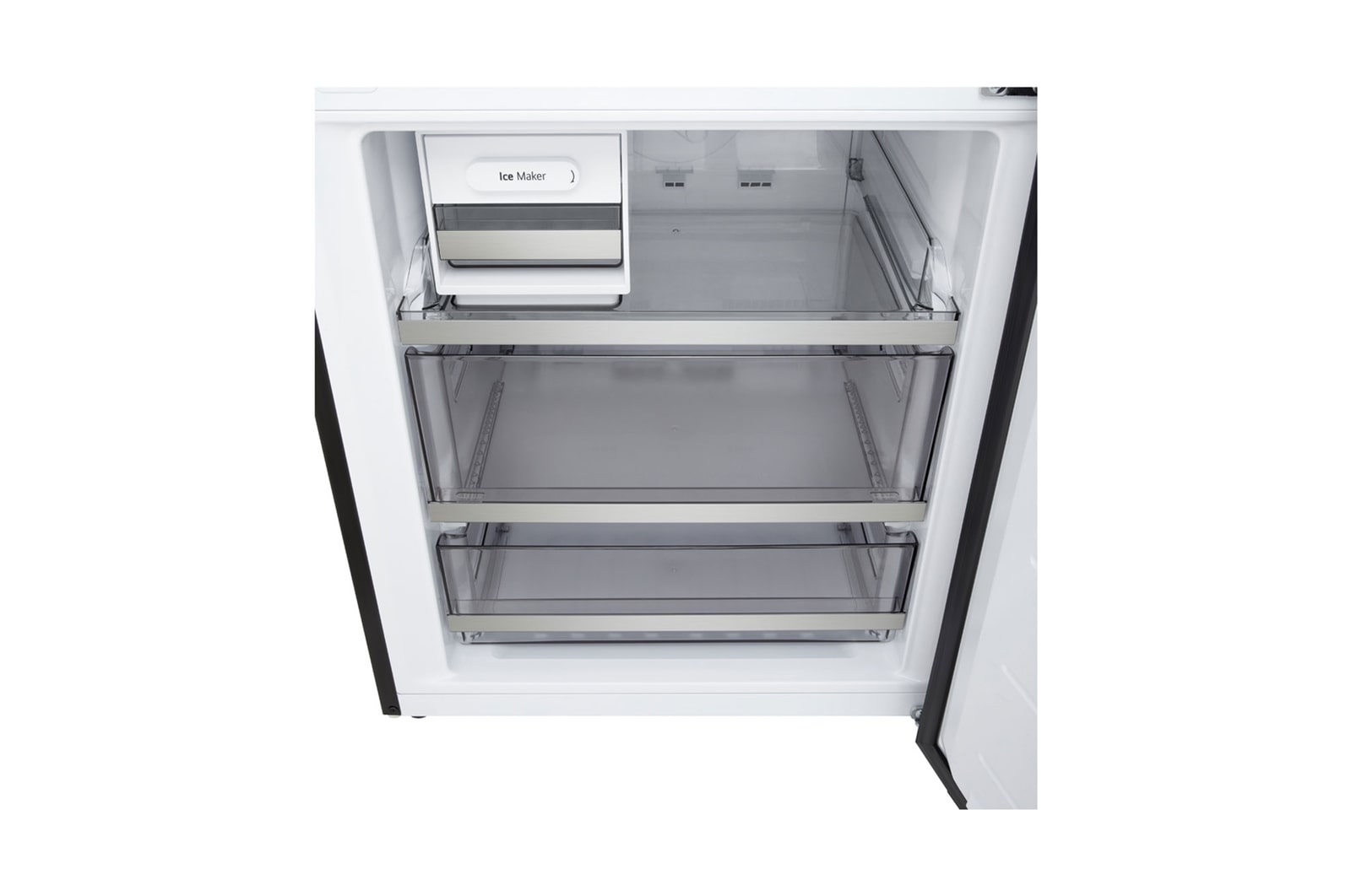 LG fridge freezer (GBBW726AEV) front view showing DoorCooling+™ vent