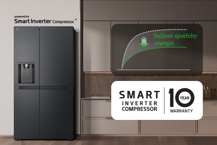 LG lednice se Smart Inverter kompresorem, úspora energie a záruka 10 let.