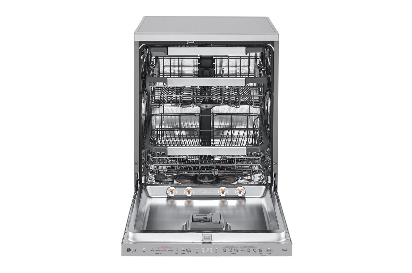 Pohled zepředu s talíři