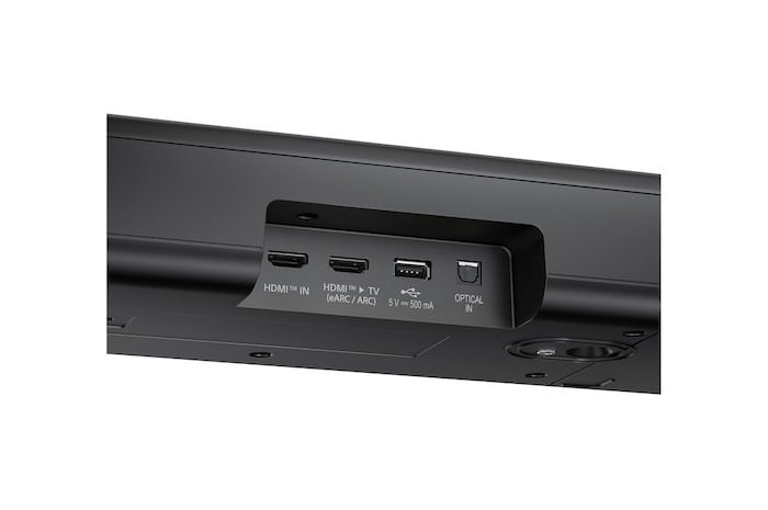 Natočený pohled na zadní stranu soundbaru LG Soundbar S77TY
