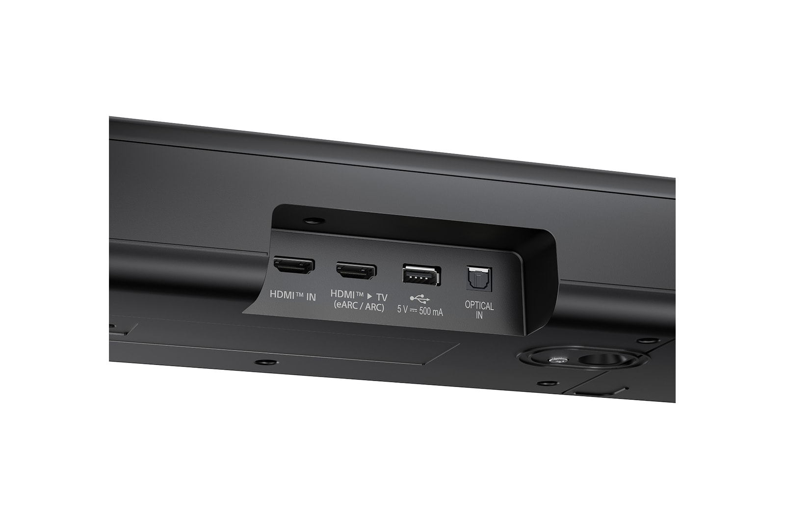 Natočený pohled na zadní stranu soundbaru LG Soundbar S77TY