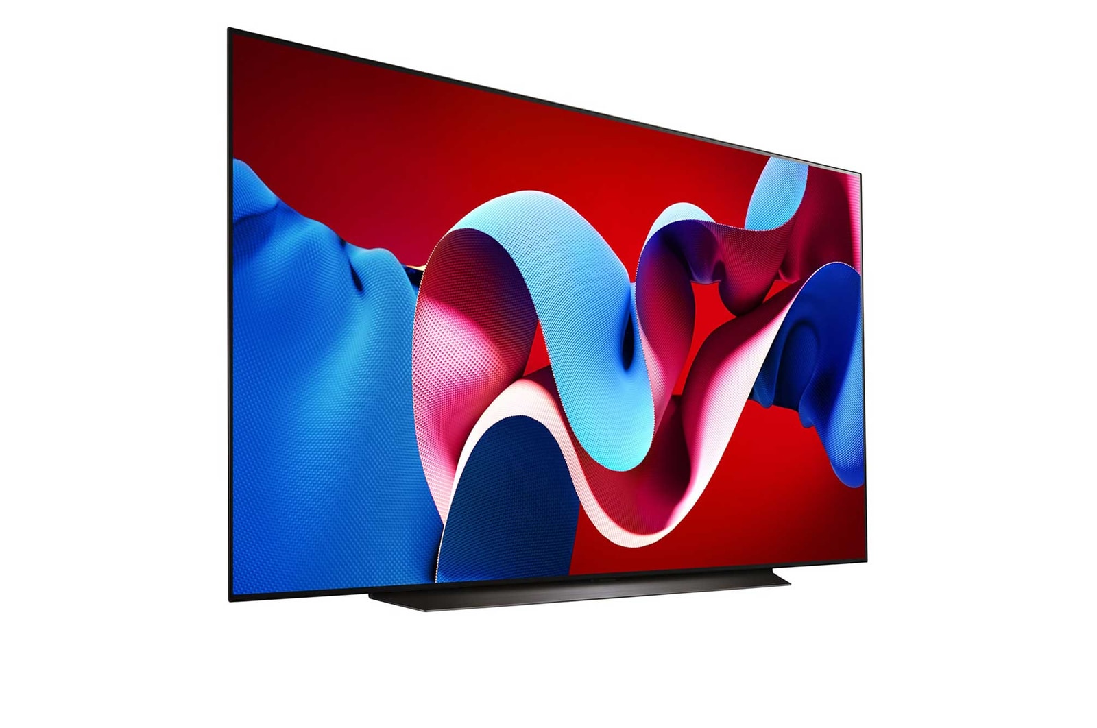 Front view with LG OLED evo TV, OLED C4, 11 Years of world number 1 OLED Emblem logo and webOS Re:New Program logo on screen