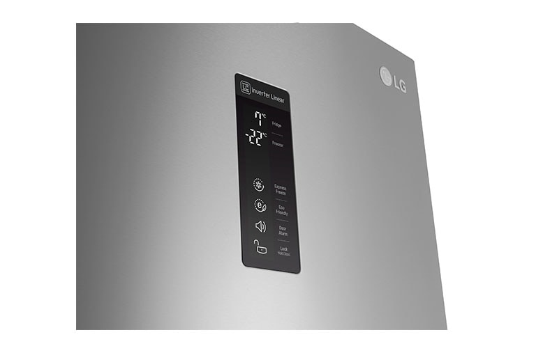 LG Hrubý objem 375 l | 178 kWh/rok | LG Lineární invertorový kompresor | LG Total No Frost | Multi-Air Flow™ | NatureFRESH | Vnější LED displej | Smart Diagnosis™, GBB60PZMFS