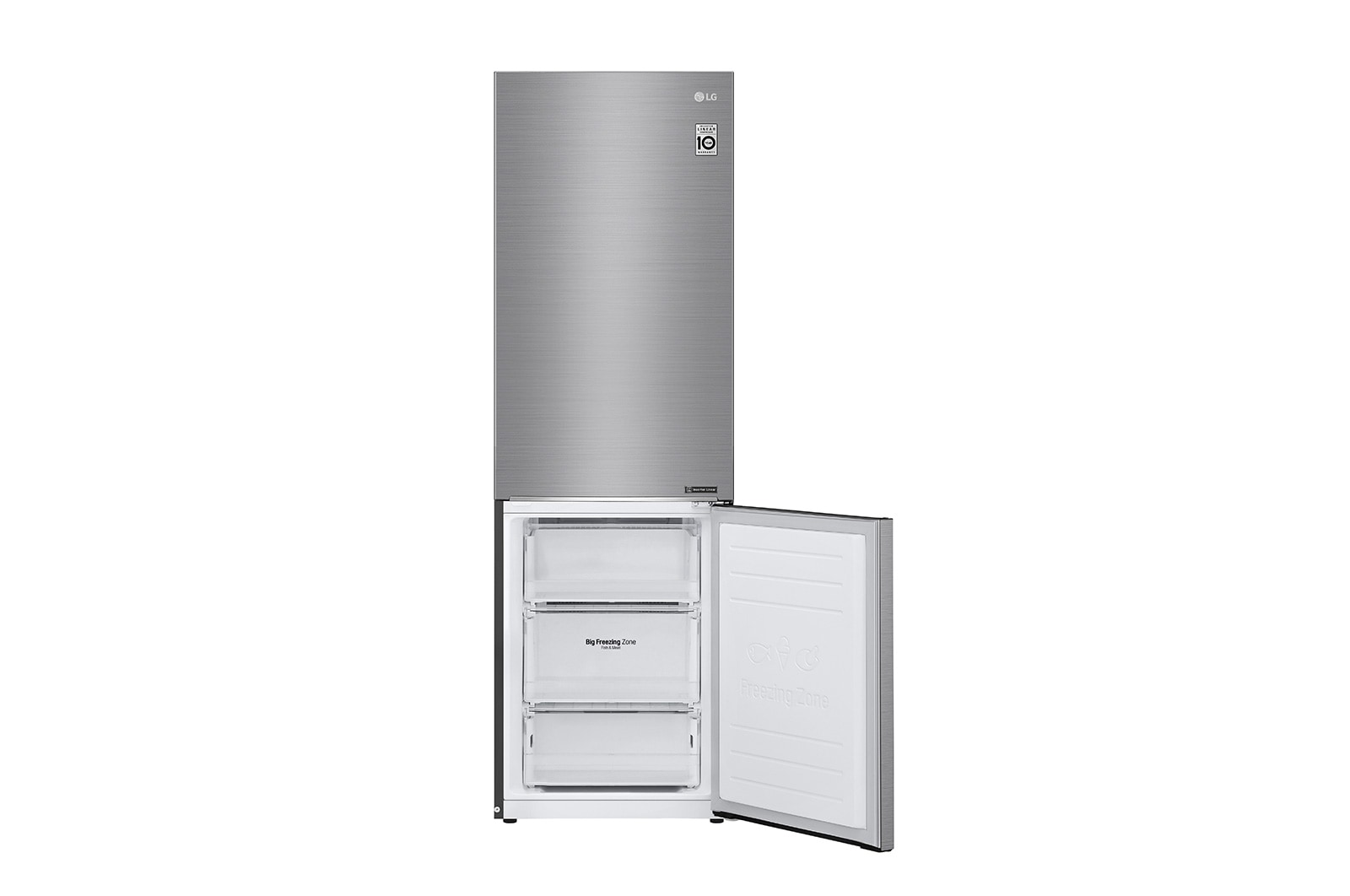 LG E | Hrubý objem 374 l | 254 kWh/rok | LG Lineární invertorový kompresor | LG Total No Frost | DoorCooling+™ | Vnitřní LED displej | Smart Diagnosis™, GBB61PZJZN