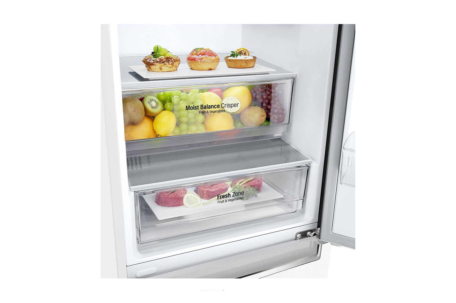 LG E | Hrubý objem 374 l | 255 kWh/rok | LG Lineární invertorový kompresor | LG Total No Frost | DoorCooling+™ | Vnitřní LED displej | Smart Diagnosis™, GBB61SWJZN