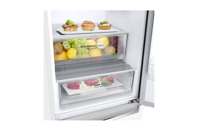 LG E | Hrubý objem 374 l | 255 kWh/rok | LG Lineární invertorový kompresor | LG Total No Frost | DoorCooling+™ | Vnitřní LED displej | Smart Diagnosis™, GBB61SWJZN
