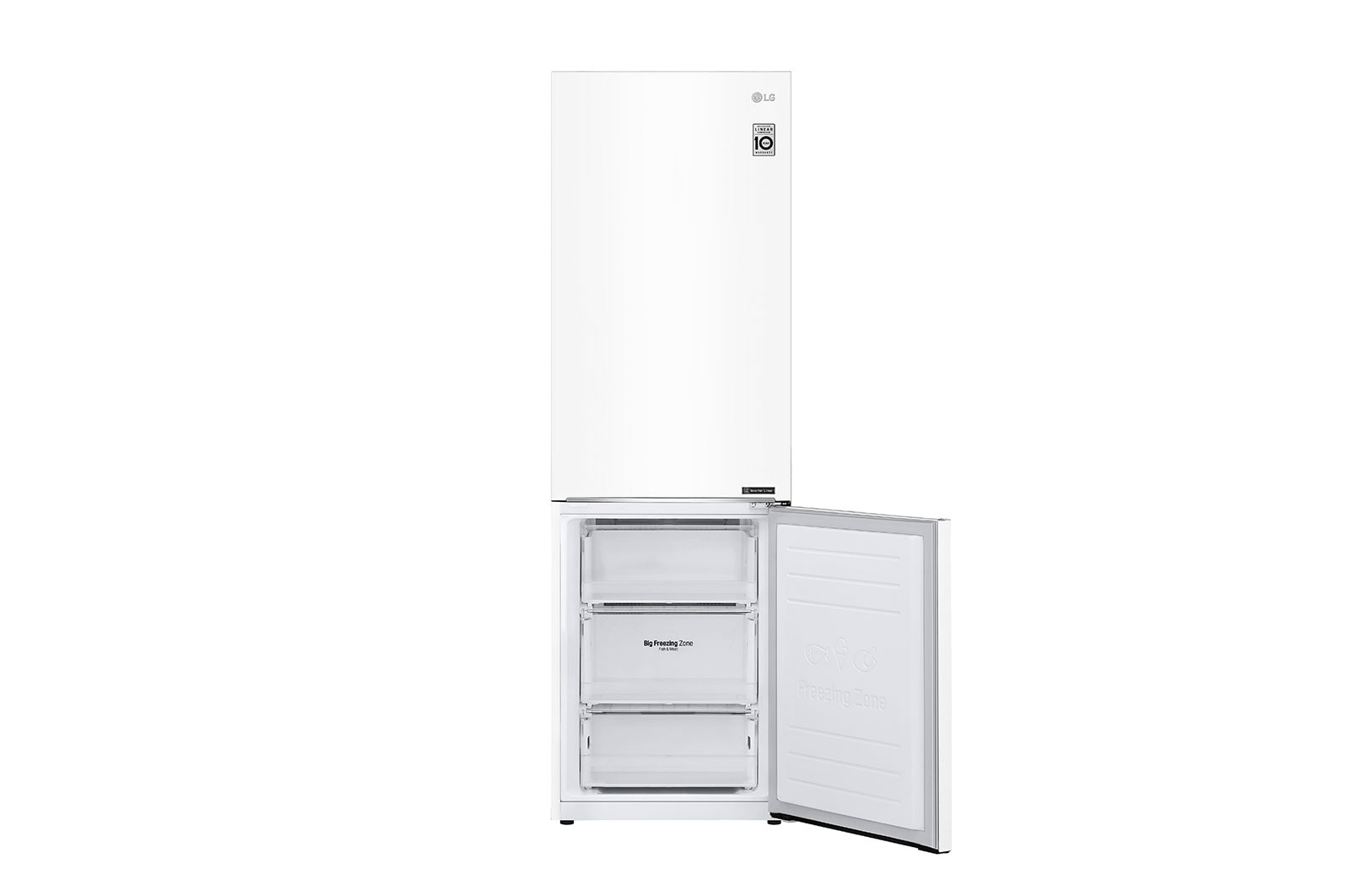 LG E | Hrubý objem 374 l | 255 kWh/rok | LG Lineární invertorový kompresor | LG Total No Frost | DoorCooling+™ | Vnitřní LED displej | Smart Diagnosis™, GBB61SWJZN