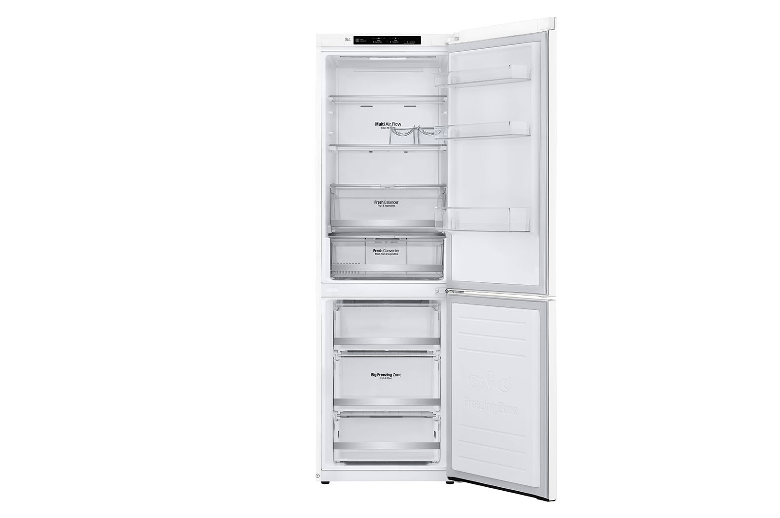 LG E | Hrubý objem 374 l | 273 kWh/rok | LG Lineární invertorový kompresor | LG Total No Frost | DoorCooling+™ | Vnitřní LED displej | Smart Diagnosis™, GBB71SWEZN