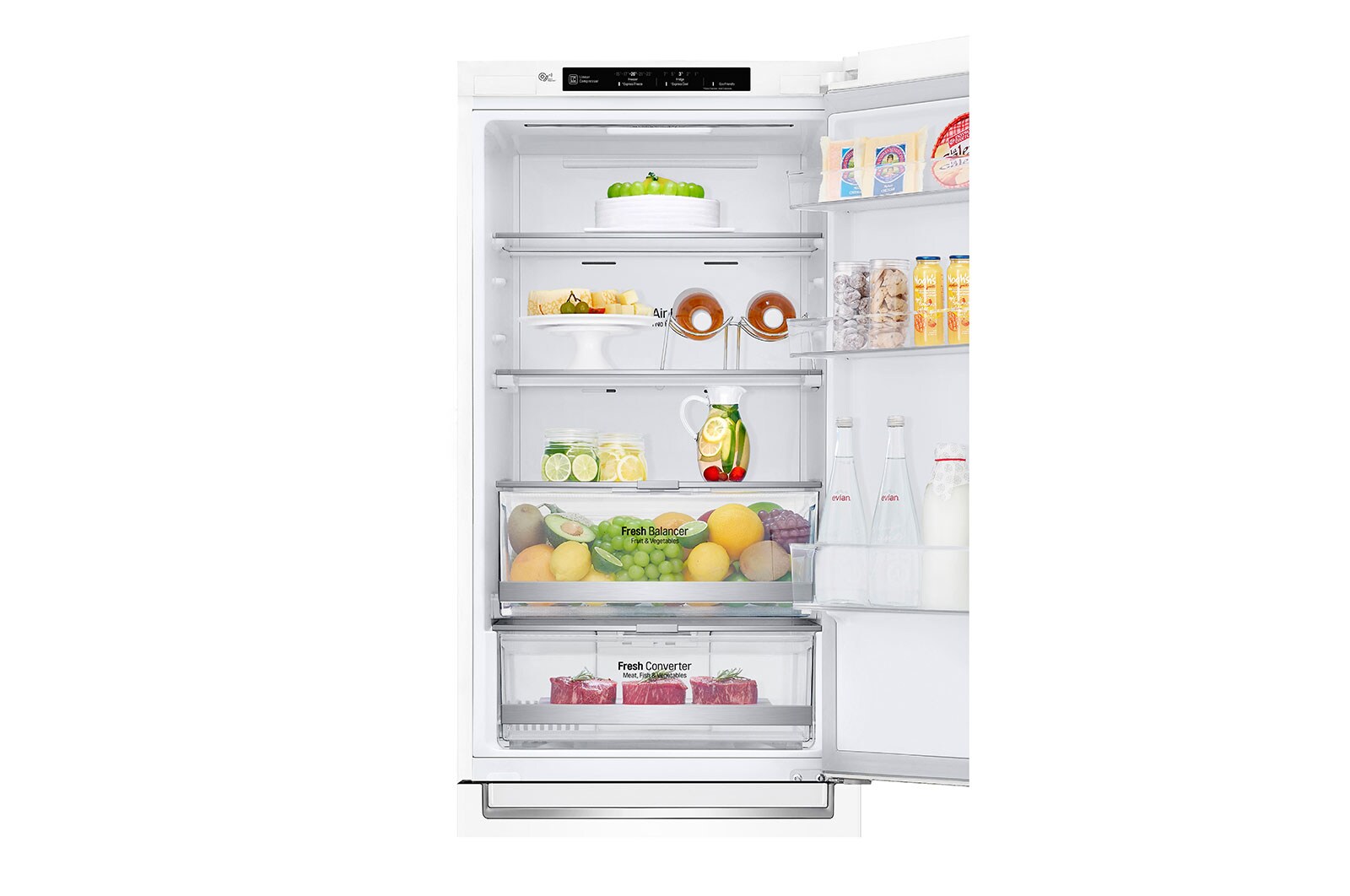 LG E | Hrubý objem 374 l | 273 kWh/rok | LG Lineární invertorový kompresor | LG Total No Frost | DoorCooling+™ | Vnitřní LED displej | Smart Diagnosis™, GBB71SWEZN