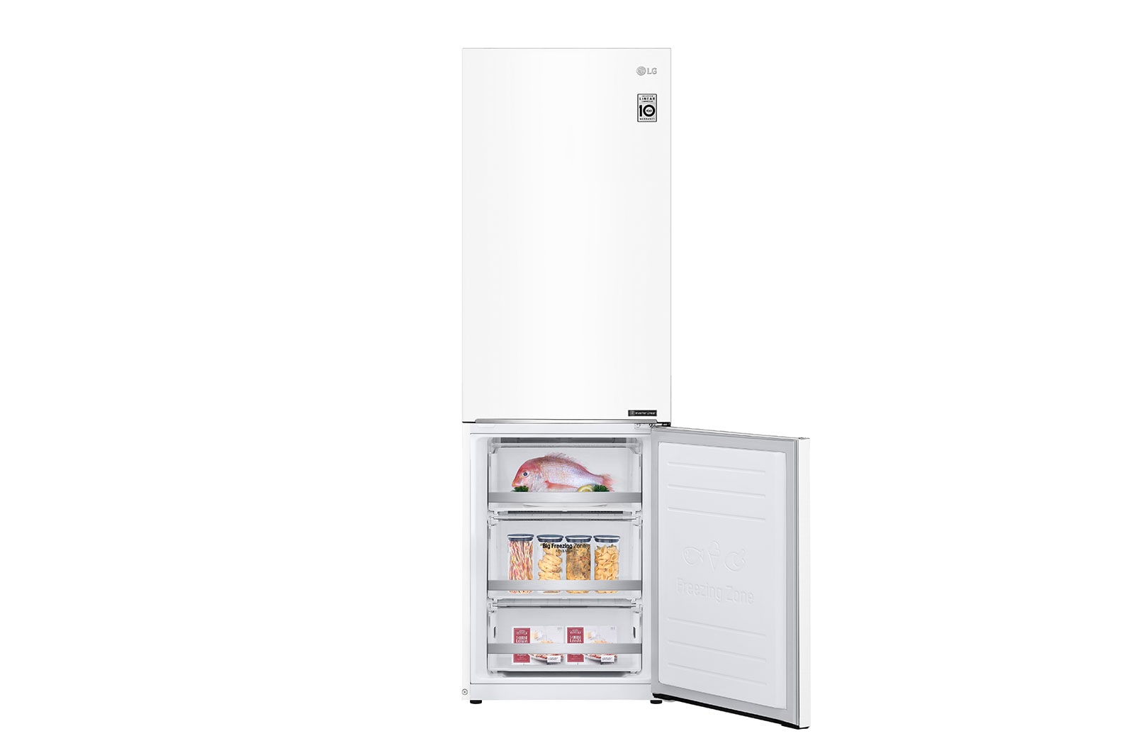 LG E | Hrubý objem 374 l | 273 kWh/rok | LG Lineární invertorový kompresor | LG Total No Frost | DoorCooling+™ | Vnitřní LED displej | Smart Diagnosis™, GBB71SWEZN