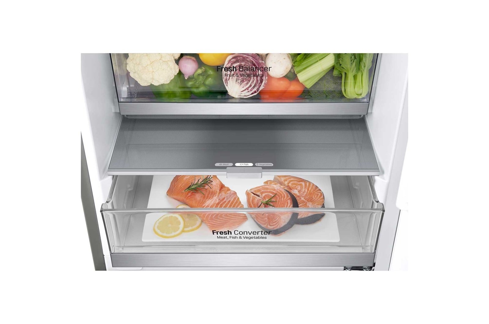 LG Kombinovaná chladnička | C (v rozsahu A až G) | Hrubý objem 419 l | 172 kWh/rok | LG Lineární kompresor | Multi Air Flow | LG ThinQ + WiFi | Door cooling | Metal Fresh, GBB72SAUCN