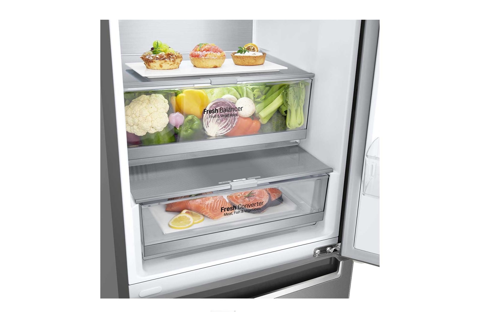 LG Kombinovaná chladnička | C (v rozsahu A až G) | Hrubý objem 419 l | 172 kWh/rok | LG Lineární kompresor | Multi Air Flow | LG ThinQ + WiFi | Door cooling | Metal Fresh, GBB72SAUCN