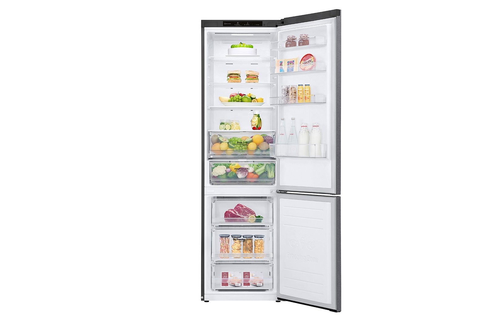 LG 384L DoorCooling+™ Kombinovaná chladnička, Černá/šedá, GBP62DSNCN1