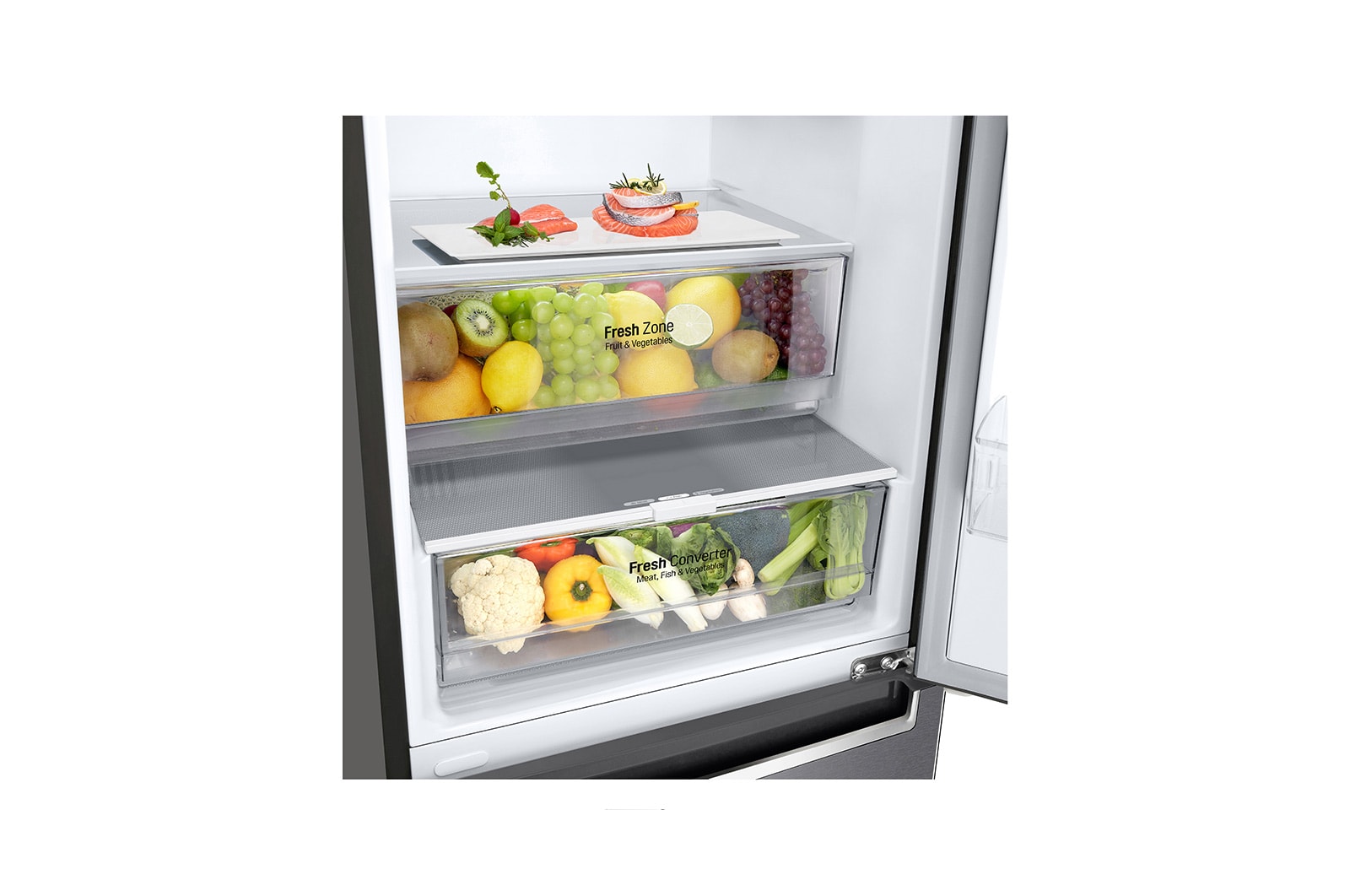 LG ﻿Kombinovaná chladnička | C (v rozsahu A až G) | Hrubý objem 419 l | 172 kWh/rok | LG Lineární kompresor | Multi Air Flow | Smart Diagnosis™ | Door cooling, GBP62DSNCN