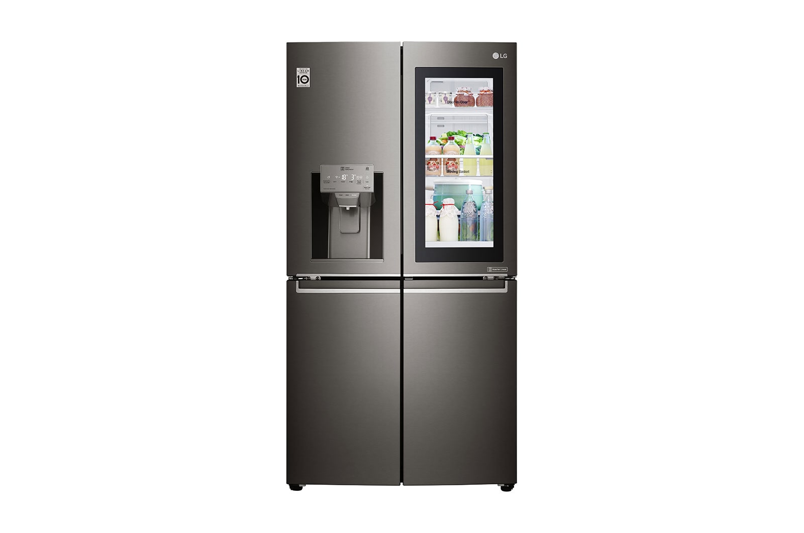 LG InstaView Door-in-Door™ | A+| Hrubý objem 705 l | 470 kWh/rok | LG Lineární invertorový kompresor | LG Total No Frost | Multi-Air Flow™ | Nápojový automat | Pure N Fresh™ | ThinQ™ + WiFi, GMX936SBHV