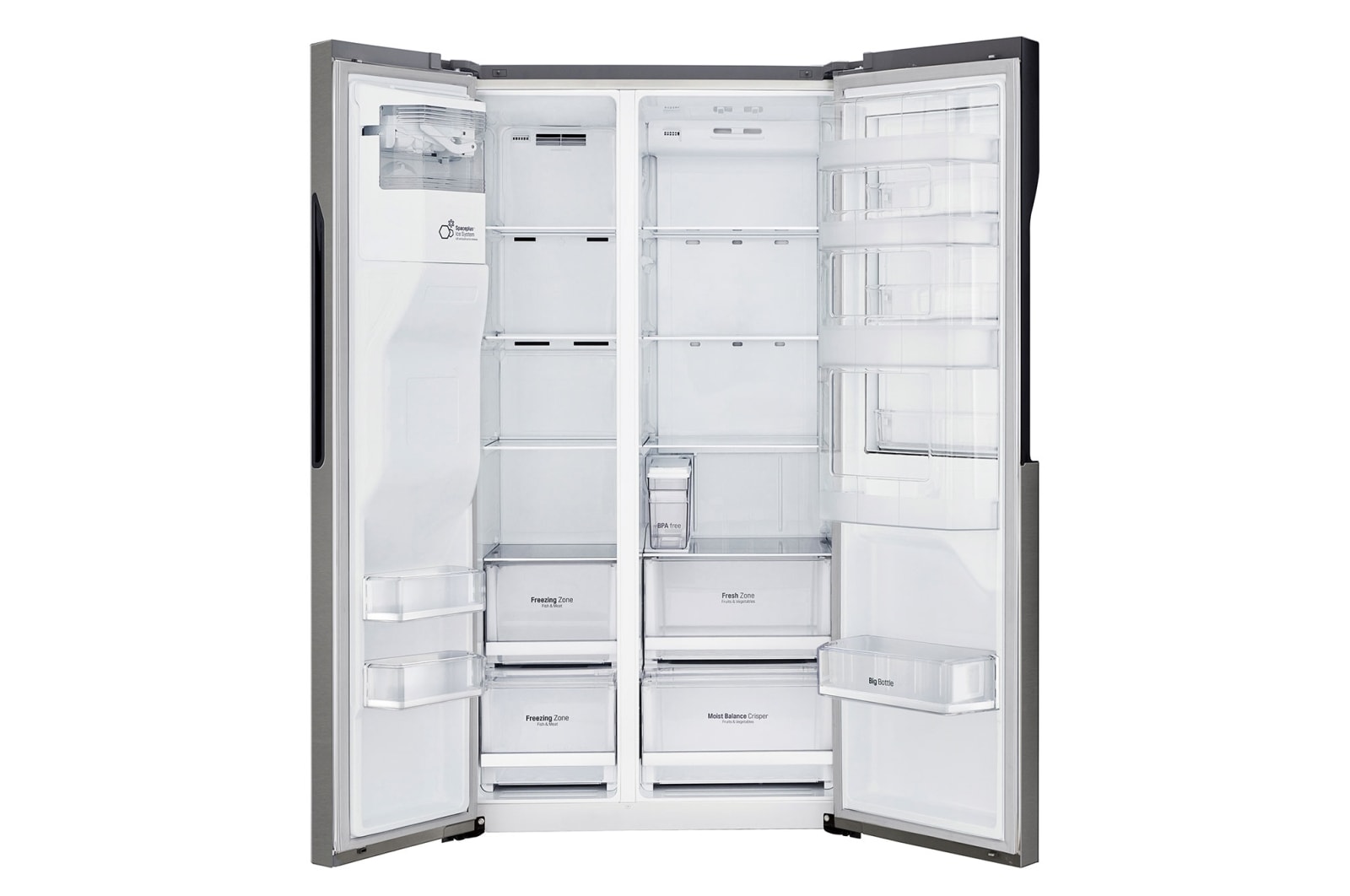 LG Americká chladnička LG | Door-in-Door™ | F | Hrubý objem 663 l | 419 kWh/rok | Lineární invertorový kompresor | Total No Frost | Multi-Air Flow™ | Vnější LED displej, GSJ361DIDV