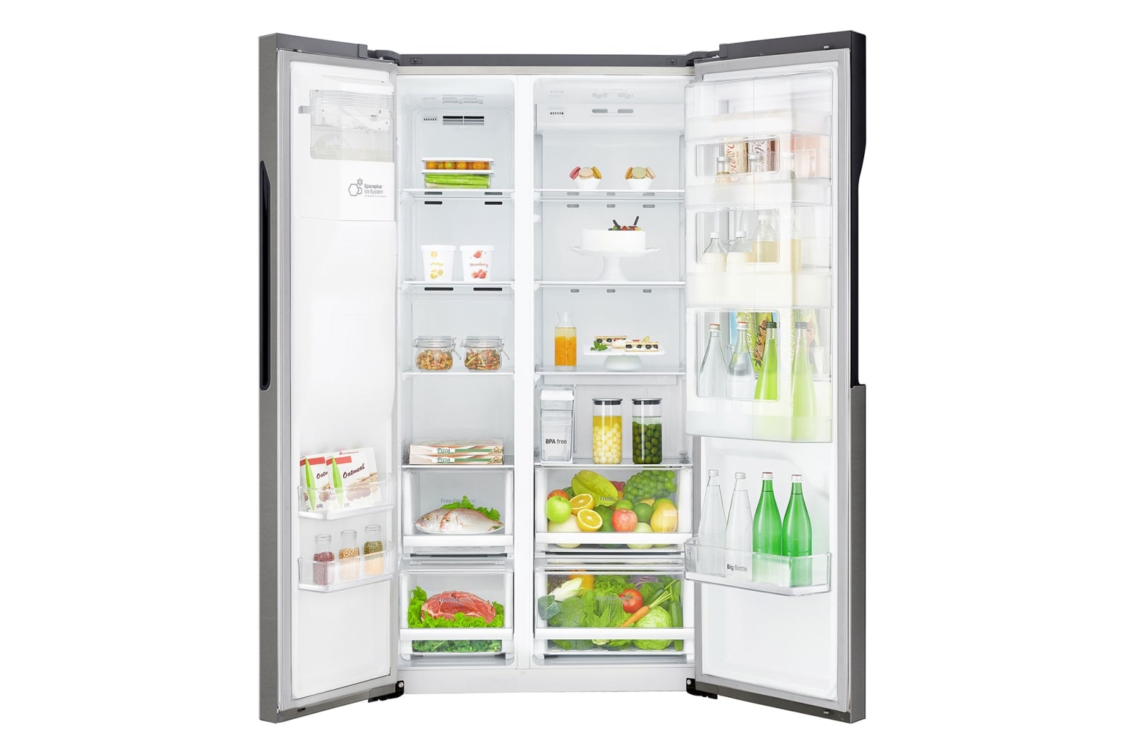 LG Americká chladnička LG | Door-in-Door™ | F | Hrubý objem 663 l | 419 kWh/rok | Lineární invertorový kompresor | Total No Frost | Multi-Air Flow™ | Vnější LED displej, GSJ361DIDV