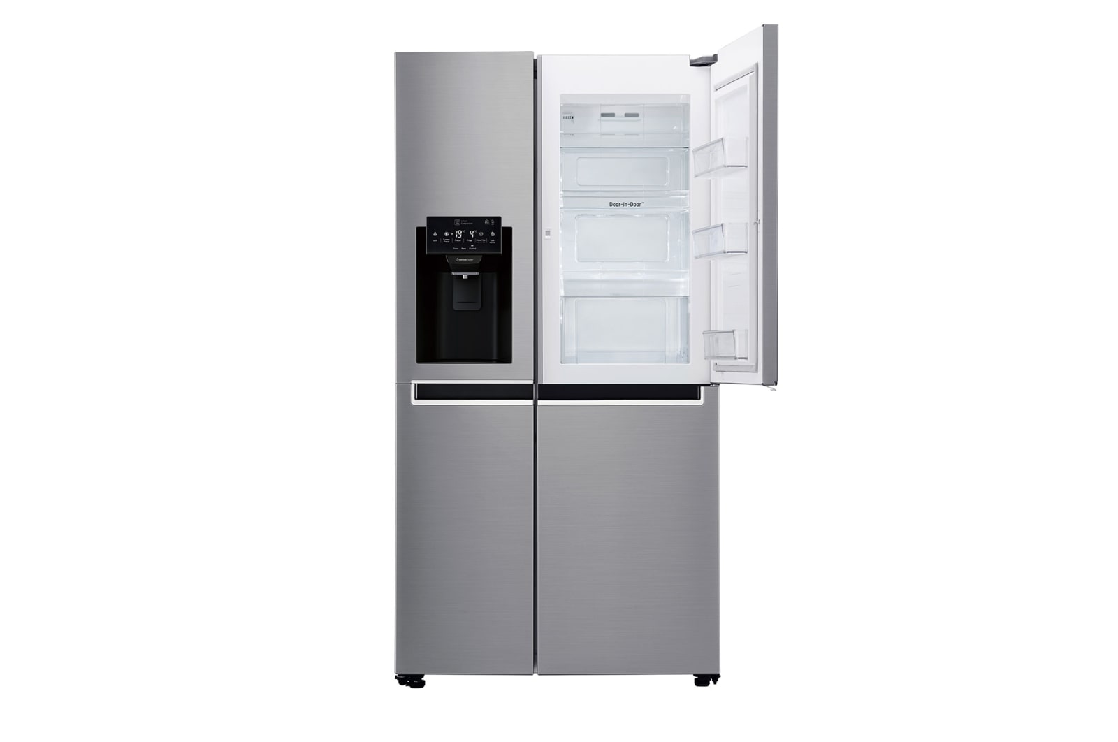 LG Americká chladnička LG | Door-in-Door™ | F | Hrubý objem 668 l | 431 kWh/rok | Lineární invertorový kompresor | Total No Frost | Multi-Air Flow™ | Vnější LED displej | Nápojový automat, GSJ760PZUZ