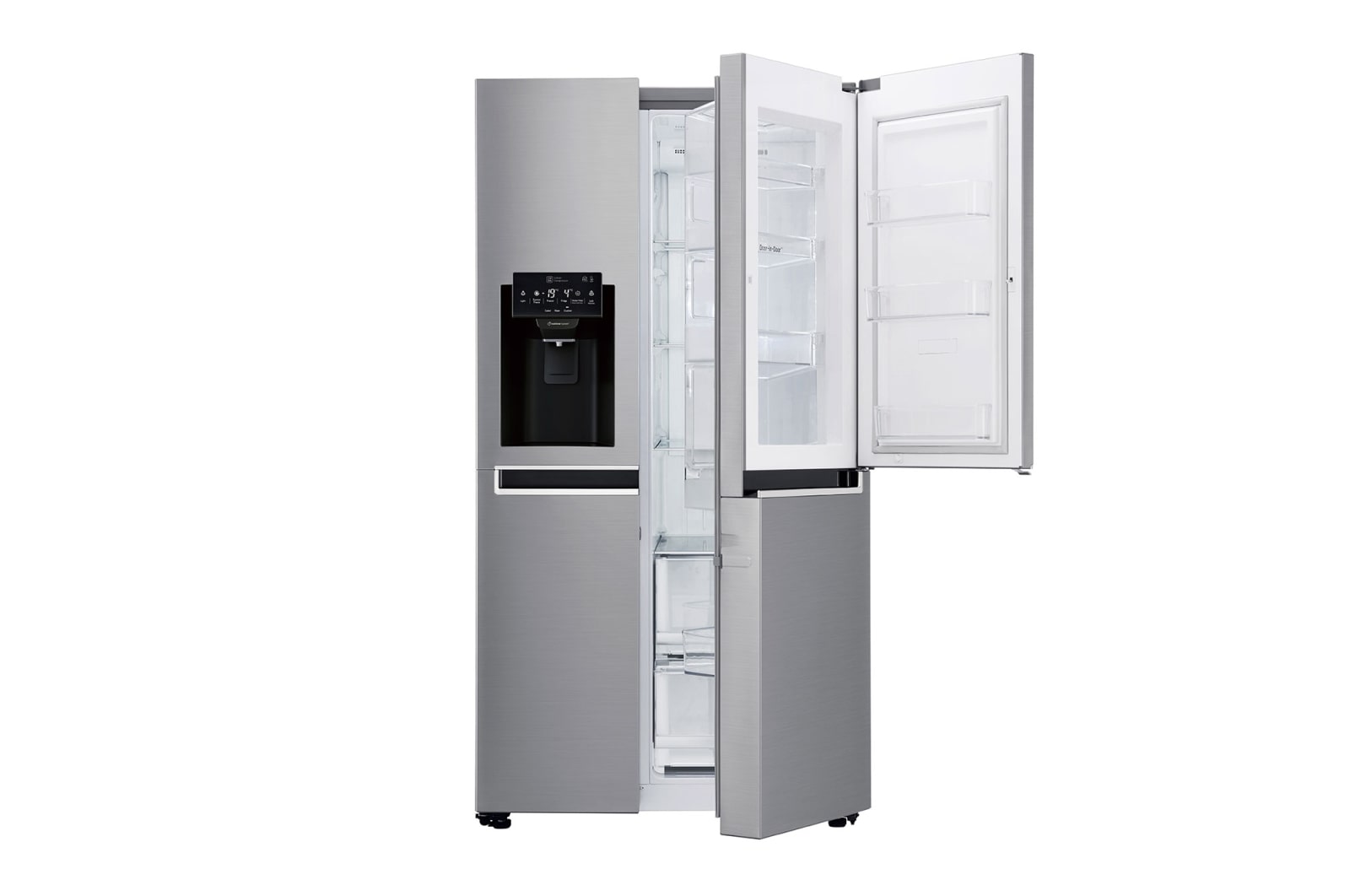 LG Americká chladnička LG | Door-in-Door™ | F | Hrubý objem 668 l | 431 kWh/rok | Lineární invertorový kompresor | Total No Frost | Multi-Air Flow™ | Vnější LED displej | Nápojový automat, GSJ760PZUZ