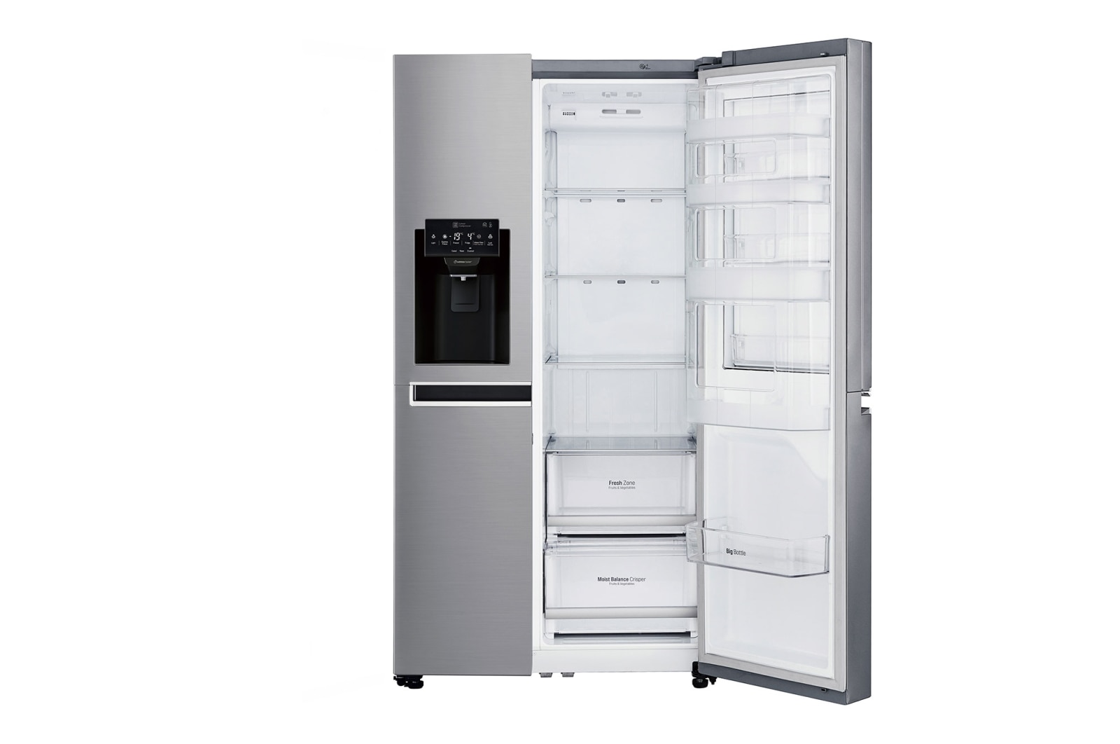 LG Americká chladnička LG | Door-in-Door™ | F | Hrubý objem 668 l | 431 kWh/rok | Lineární invertorový kompresor | Total No Frost | Multi-Air Flow™ | Vnější LED displej | Nápojový automat, GSJ760PZUZ