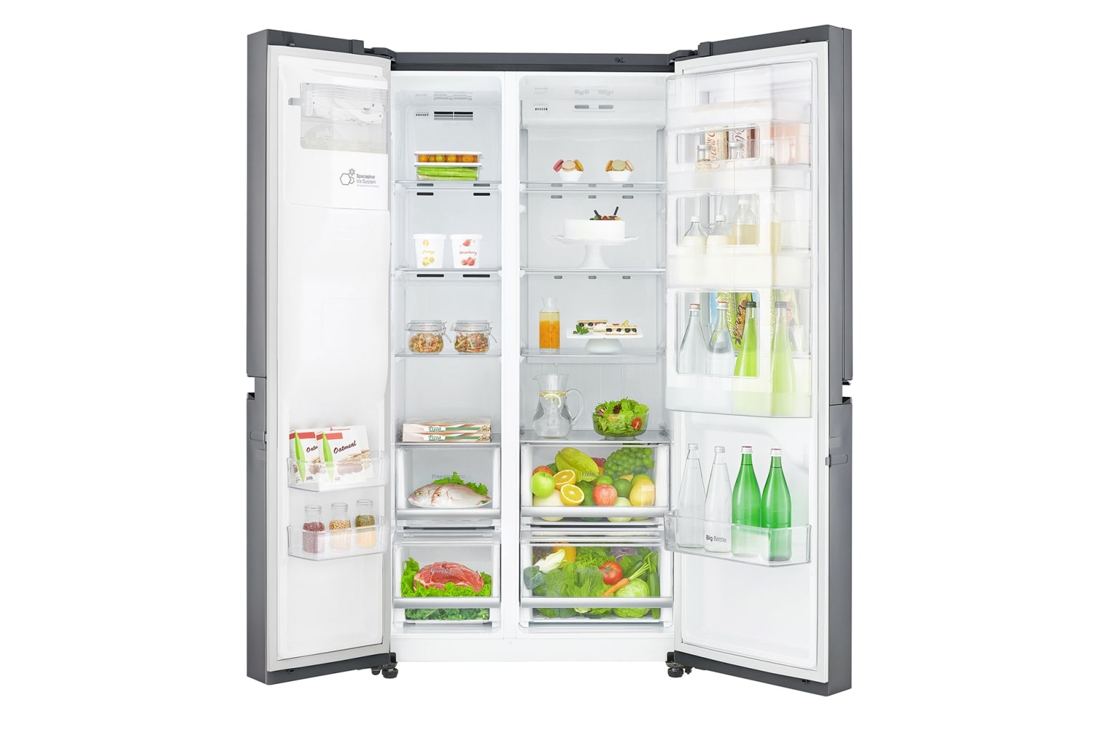 LG Americká chladnička LG | Door-in-Door™ | F | Hrubý objem 668 l | 431 kWh/rok | Lineární invertorový kompresor | Total No Frost | Multi-Air Flow™ | Vnější LED displej | Nápojový automat, GSJ760PZUZ