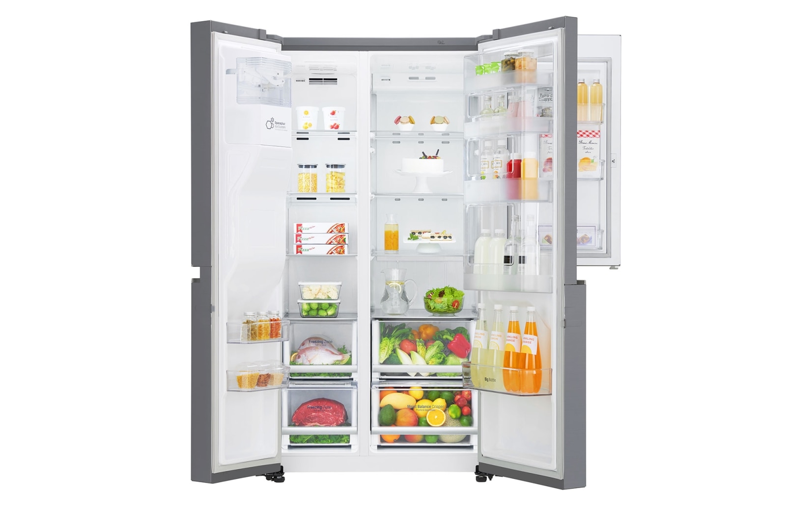 LG Americká chladnička LG | Door-in-Door™ | F | Hrubý objem 668 l | 431 kWh/rok | Lineární invertorový kompresor | Total No Frost | Multi-Air Flow™ | Vnější LED displej | Nápojový automat, GSJ760PZUZ