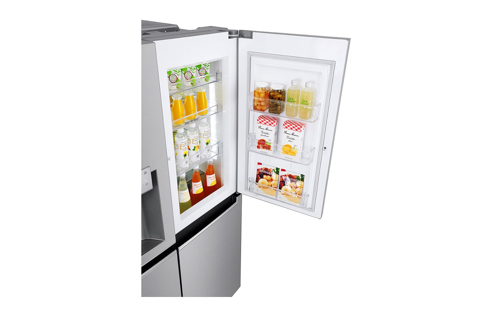 LG Americká chladnička | Door-in-Door™ | F | Hrubý objem 675 l | 431 kWh/rok | LG Lineární invertorový kompresor | LG Total No Frost | Multi-Air Flow™ | Vnější LED displej | Nápojový automat | Pure N Fresh™ | ThinQ™ + WiFi, GSJ960PZVZ