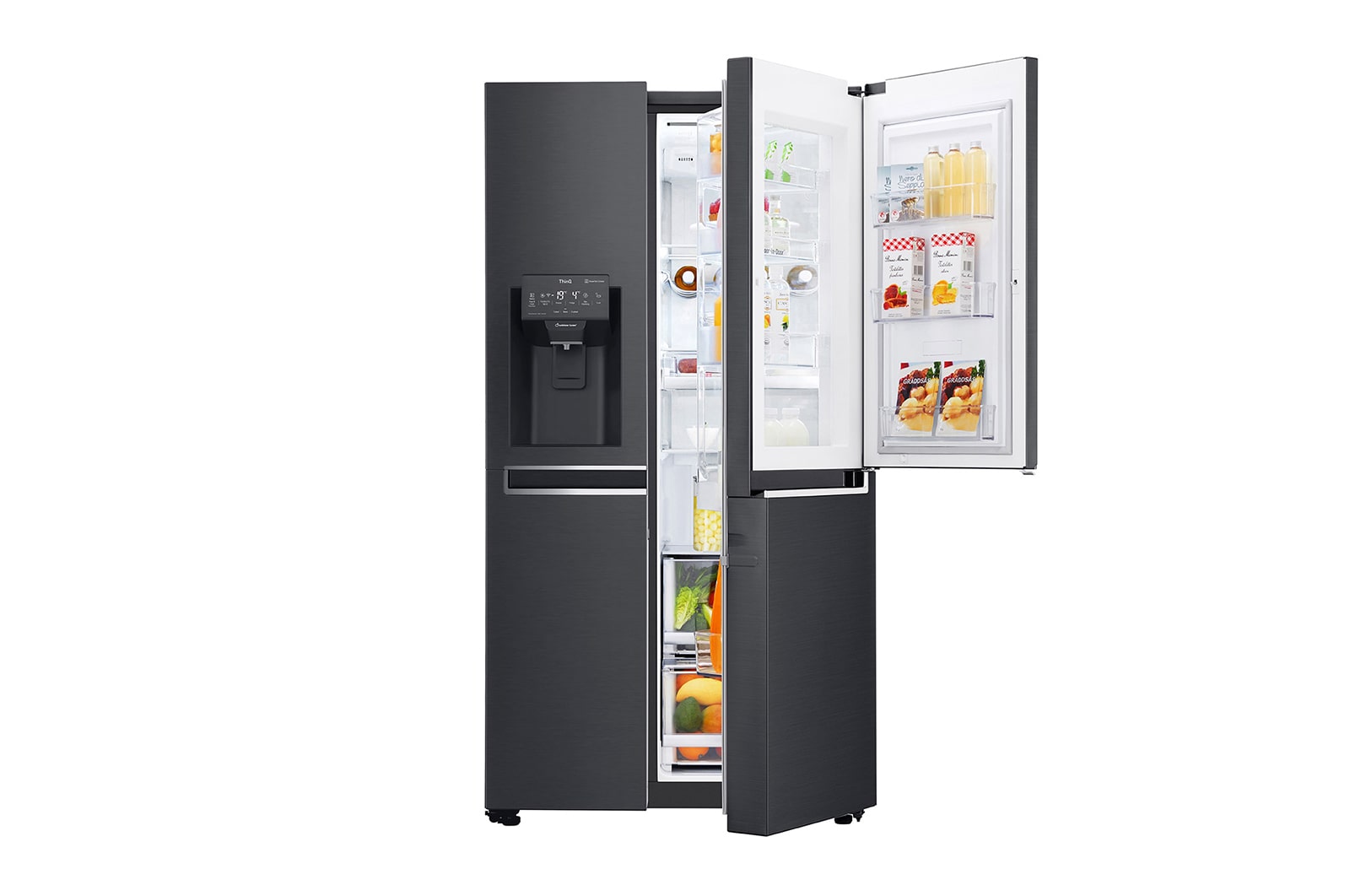 LG Americká chladnička LG | E (v rozsahu A až G) | Hrubý objem 688 l | 345 kWh/rok | Lineární kompresor | Multi Air Flow | Door-in-Door™ | Door cooling | Pure N Fresh, GSJ961MCCZ