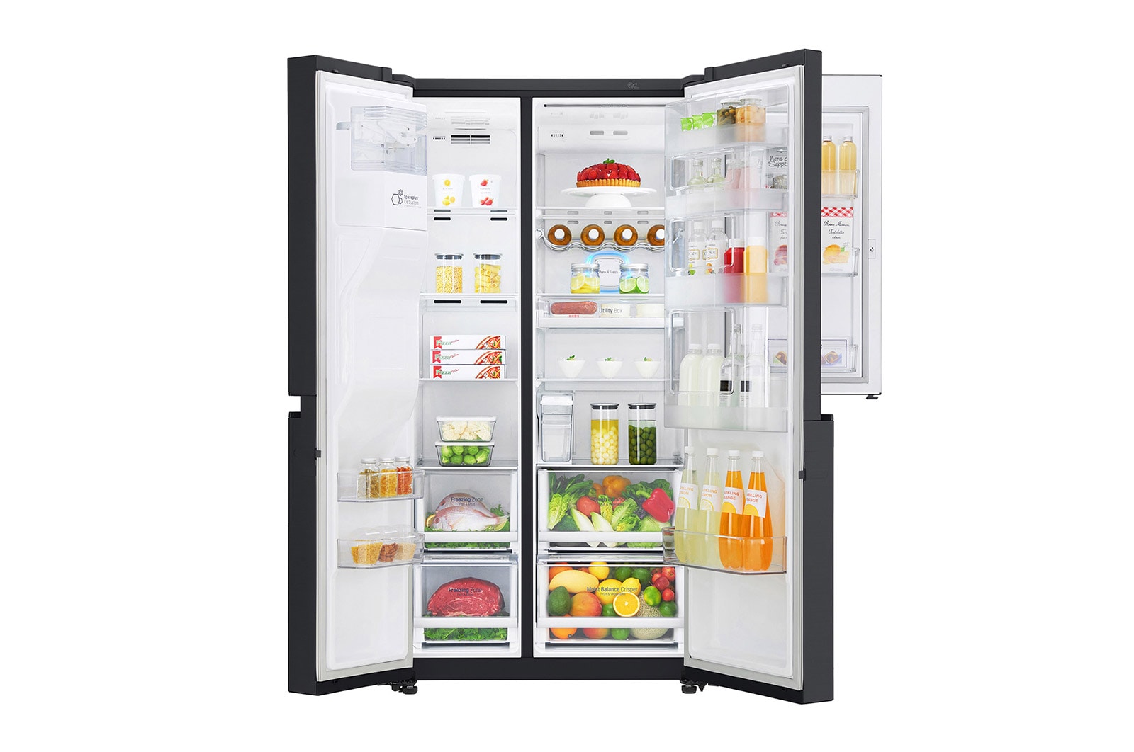 LG Americká chladnička LG | E (v rozsahu A až G) | Hrubý objem 688 l | 345 kWh/rok | Lineární kompresor | Multi Air Flow | Door-in-Door™ | Door cooling | Pure N Fresh, GSJ961MCCZ