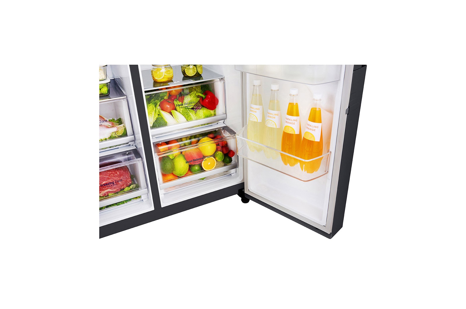 LG Americká chladnička LG | E (v rozsahu A až G) | Hrubý objem 688 l | 345 kWh/rok | Lineární kompresor | Multi Air Flow | Door-in-Door™ | Door cooling | Pure N Fresh, GSJ961MCCZ