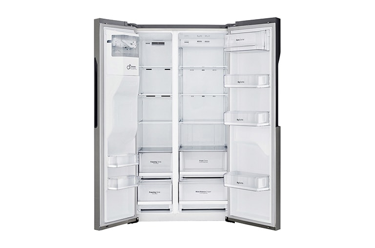 LG Americká chladnička LG | F | Hrubý objem 663 l | 419 kWh/rok | Lineární invertorový kompresor | Total No Frost | Multi-Air Flow™ | Vnější LED displej | Nápojový automat, GSL360ICEV