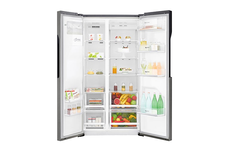 LG Americká chladnička LG | F | Hrubý objem 663 l | 419 kWh/rok | Lineární invertorový kompresor | Total No Frost | Multi-Air Flow™ | Vnější LED displej | Nápojový automat, GSL360ICEV