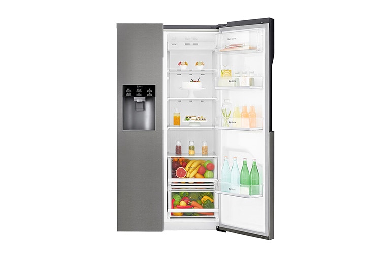 LG Americká chladnička LG | F | Hrubý objem 663 l | 419 kWh/rok | Lineární invertorový kompresor | Total No Frost | Multi-Air Flow™ | Vnější LED displej | Nápojový automat, GSL360ICEV