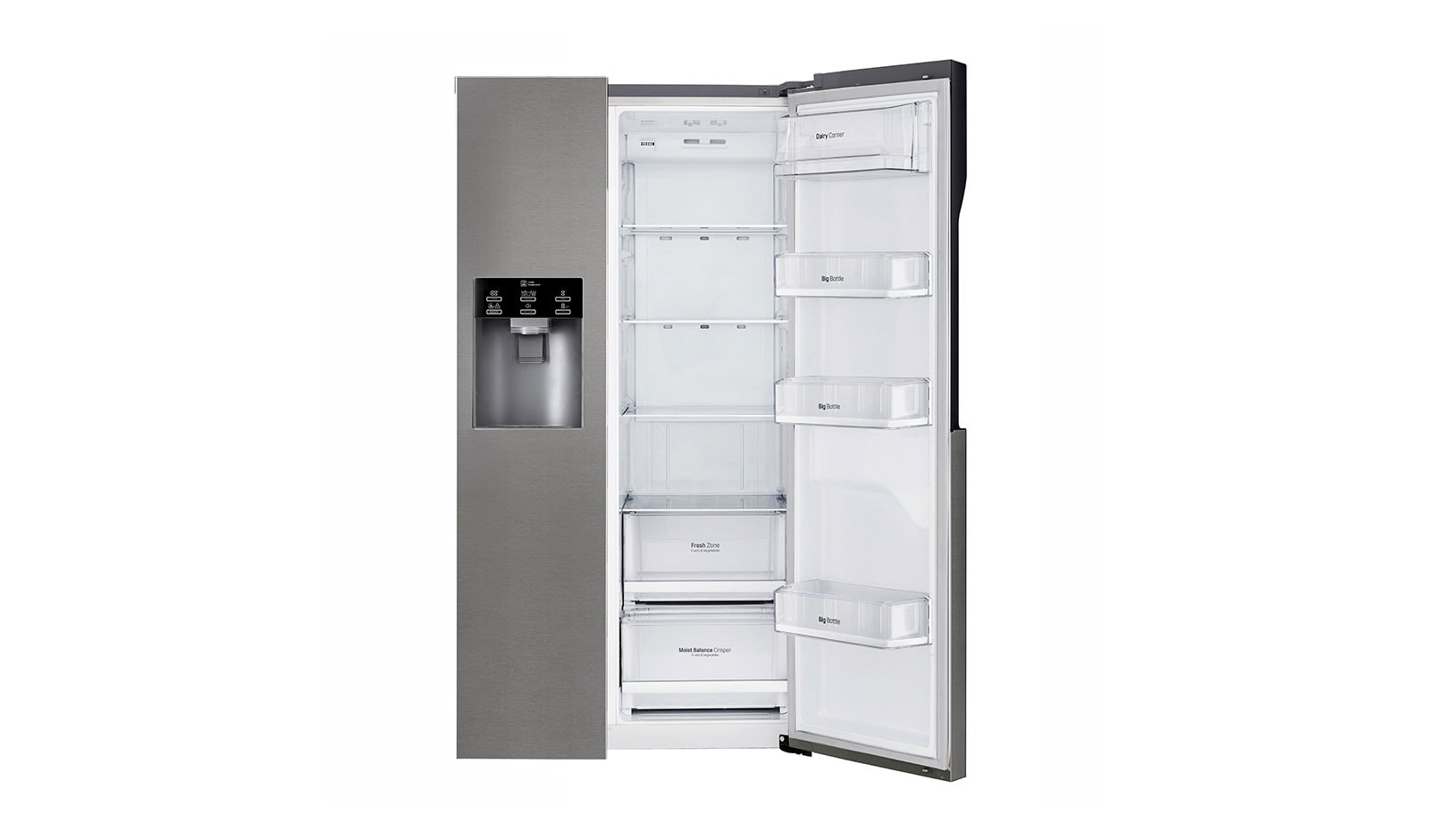 LG Americká chladnička LG | F | Hrubý objem 663 l | 419 kWh/rok | Lineární invertorový kompresor | Total No Frost | Multi-Air Flow™ | Vnější LED displej | Nápojový automat, GSL360ICEV