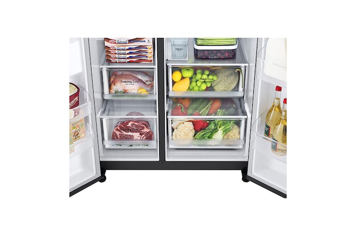 LG Americká chladnička LG | D | 635 l | Lineární kompresor | DoorCooling+|Černá/šedá, GSLV71MCTD