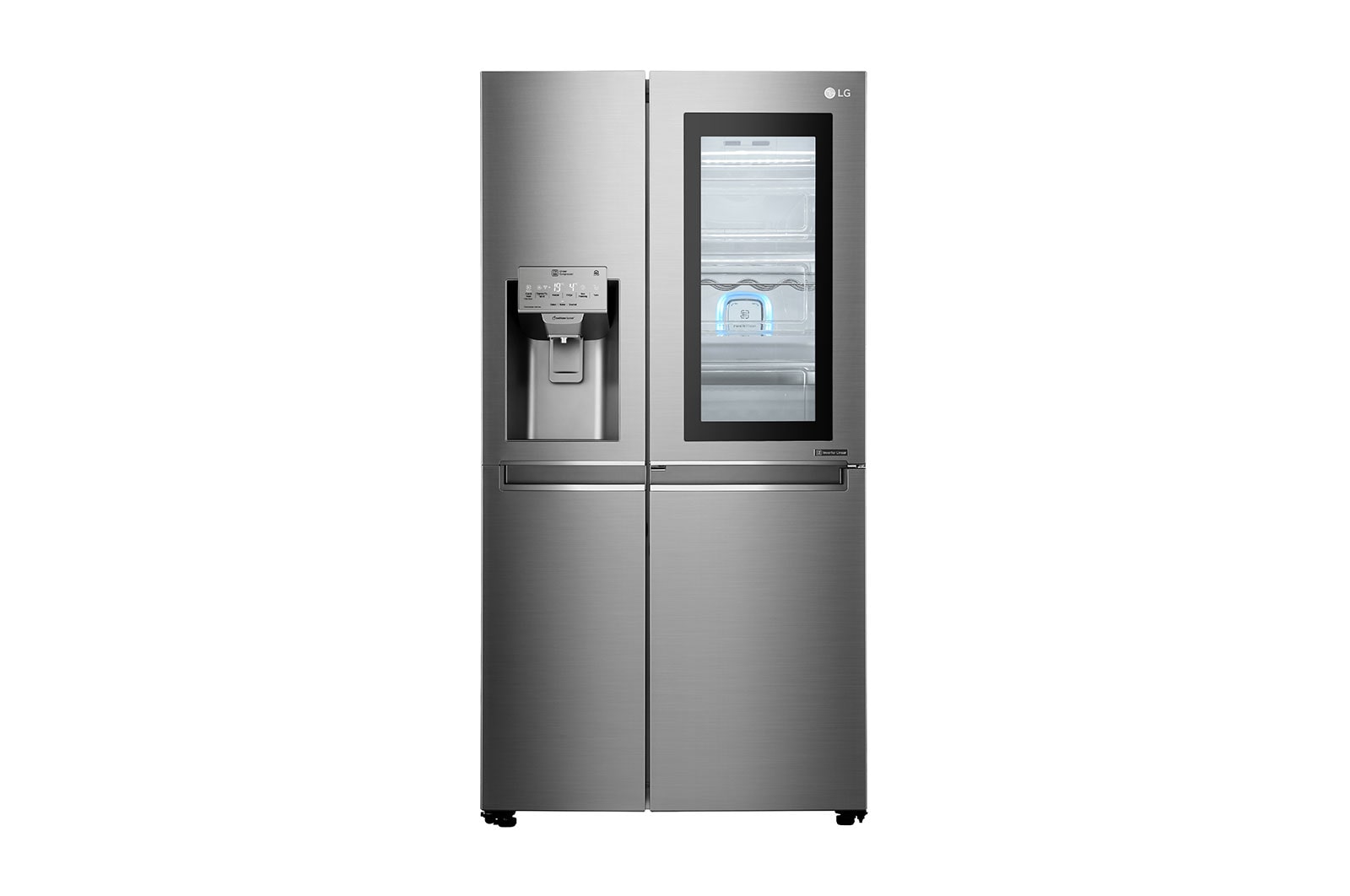 LG Americká chladnička | InstaView Door-in-Door™ | F | Hrubý objem 675 l | 431 kWh/rok | LG Lineární invertorový kompresor | LG Total No Frost | Multi-Air Flow™ | Nápojový automat | Pure N Fresh™ | ThinQ™ + WiFi, GSX961NSAZ