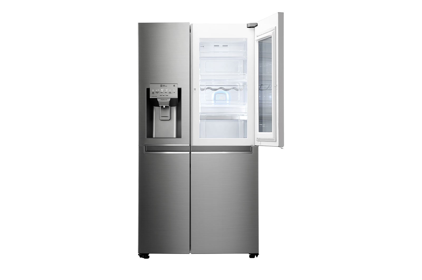 LG Americká chladnička | InstaView Door-in-Door™ | F | Hrubý objem 675 l | 431 kWh/rok | LG Lineární invertorový kompresor | LG Total No Frost | Multi-Air Flow™ | Nápojový automat | Pure N Fresh™ | ThinQ™ + WiFi, GSX961NSAZ