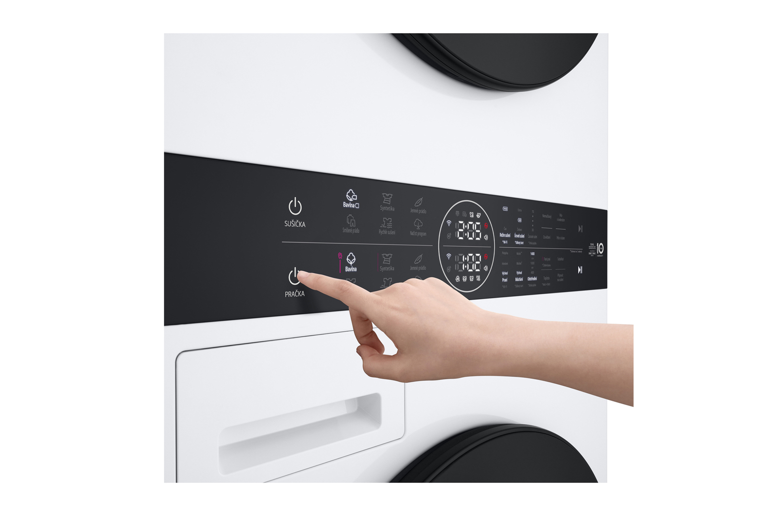 LG WashTower | 12 / 10 kg |1400 ot./min | AI DD™ | TurboWash™360°|Bílá, WT1210WWF