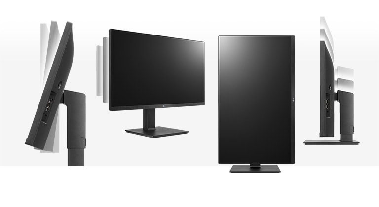 monitor v ergonomickém designu s podporou možností naklápění, natáčení do strany, otáčení a výškového nastavení.
