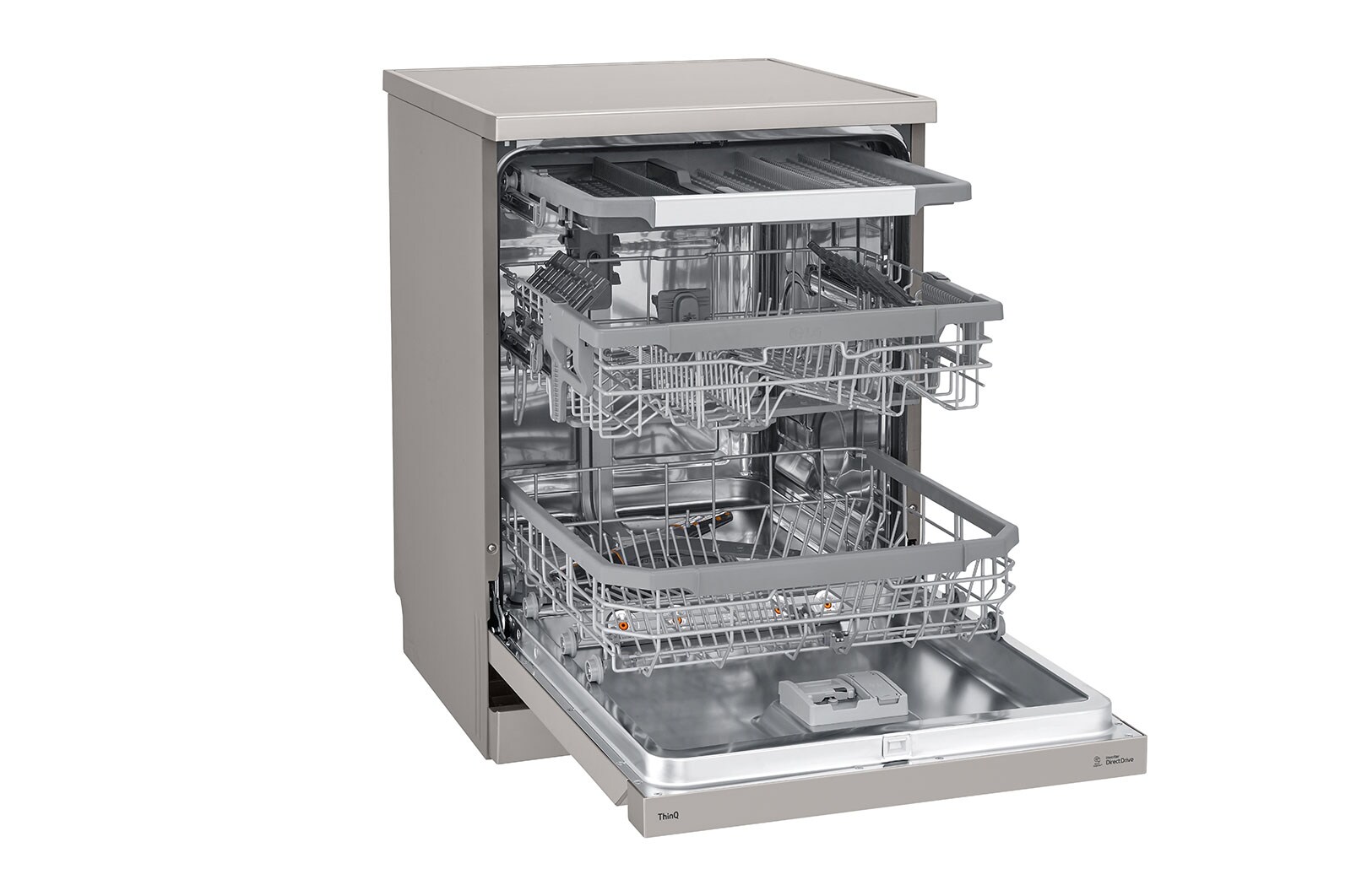 LG Volně stojící parní myčka nádobí LG| B | 14 sad nádobí QuadWash™ | Platinová stříbrná, DF365FPS