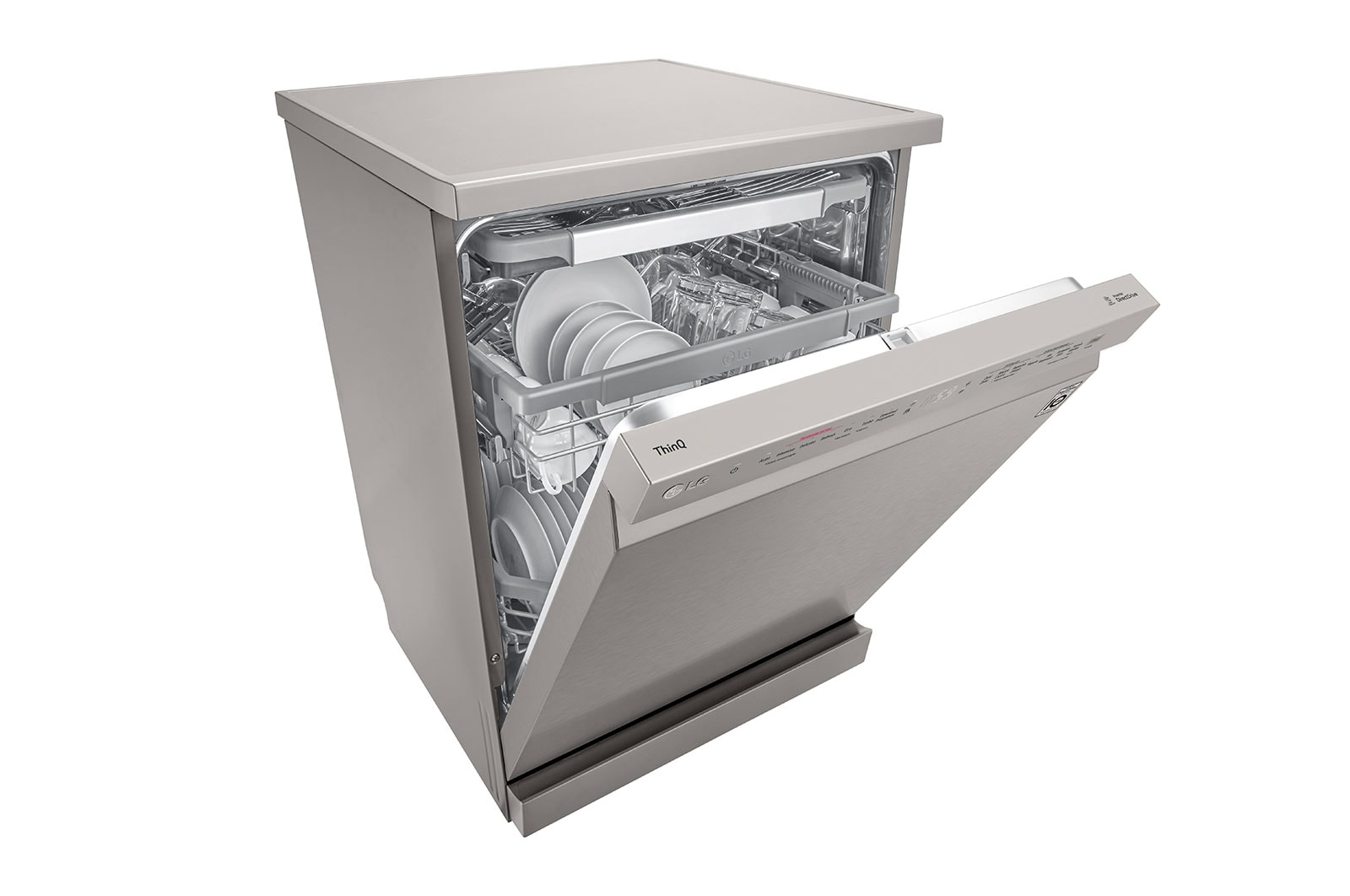 LG Volně stojící parní myčka nádobí LG| B | 14 sad nádobí QuadWash™ | Platinová stříbrná, DF365FPS