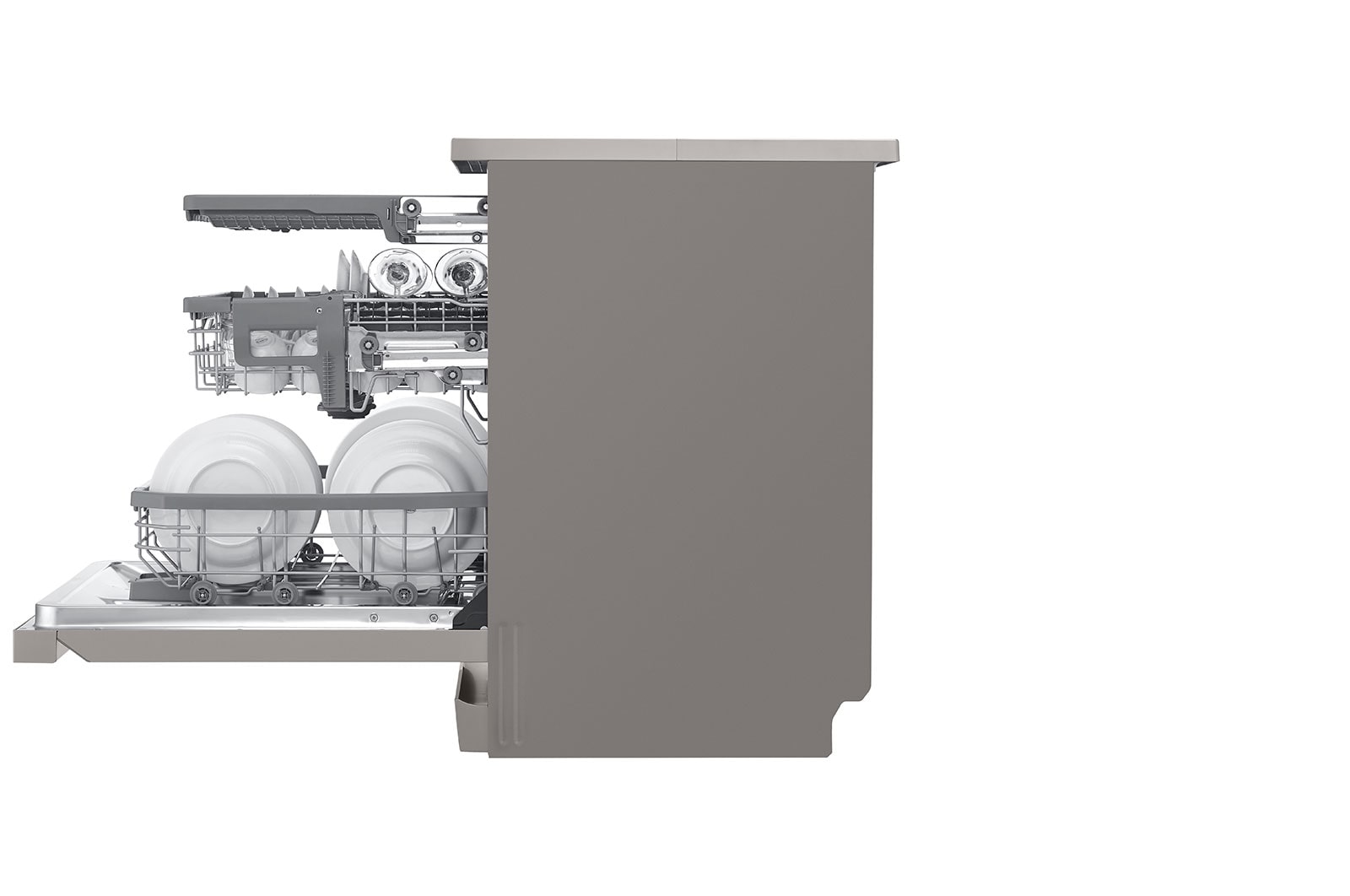 LG Volně stojící parní myčka nádobí LG| B | 14 sad nádobí QuadWash™ | Platinová stříbrná, DF365FPS
