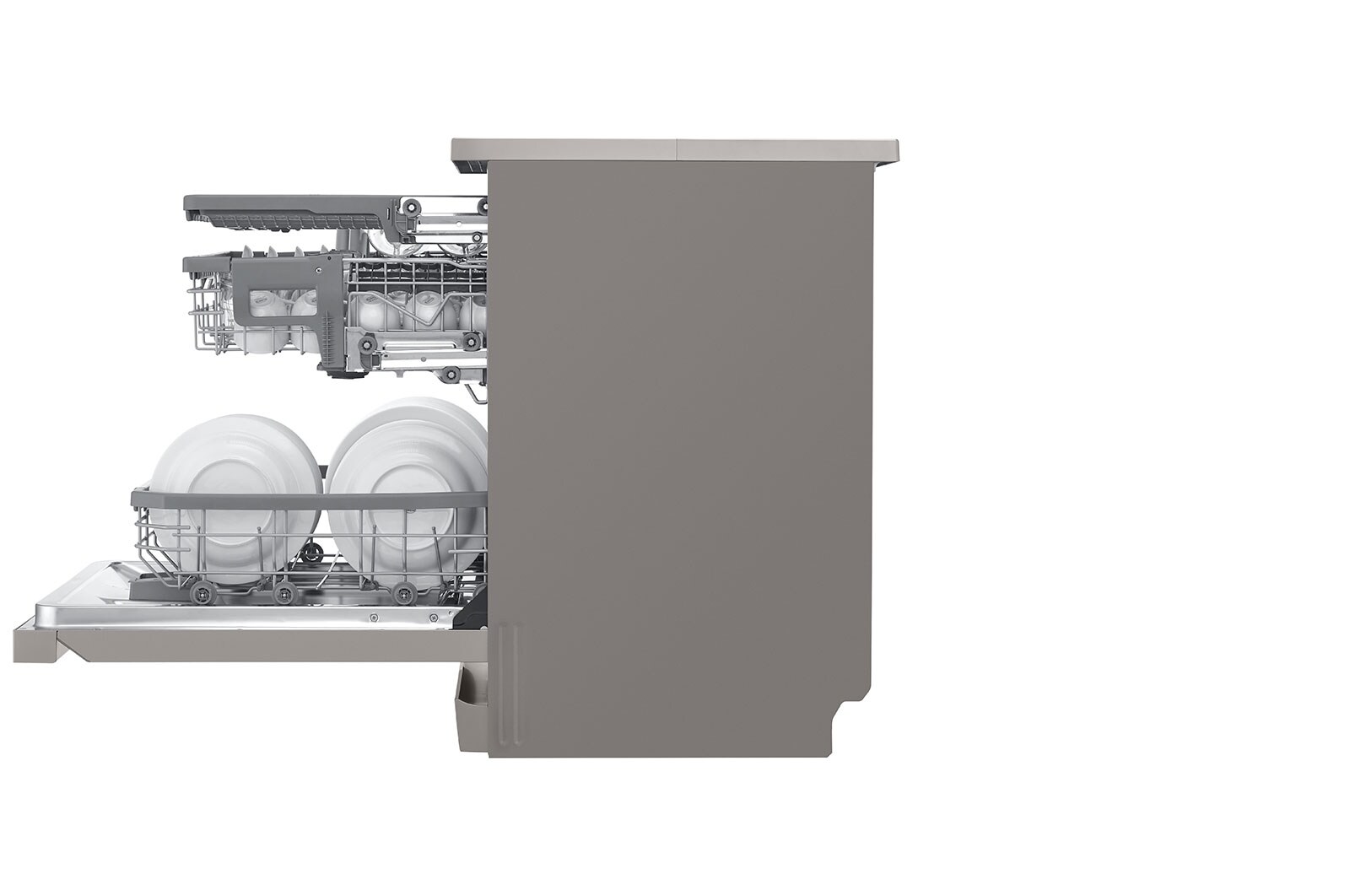 LG Volně stojící parní myčka nádobí LG| B | 14 sad nádobí QuadWash™ | Platinová stříbrná, DF365FPS