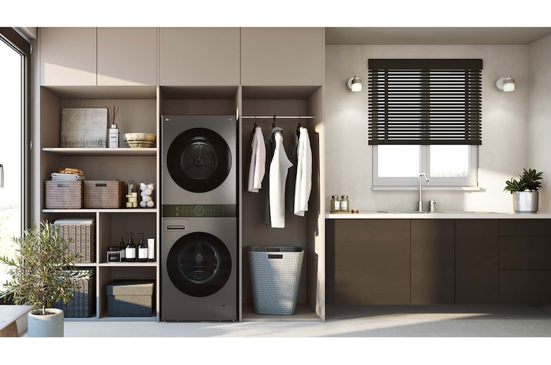 LG WashTower | 12 / 10 kg |1400 ot./min | AI DD™ | TurboWash™360°|Černá/šedá, WT1210BBF