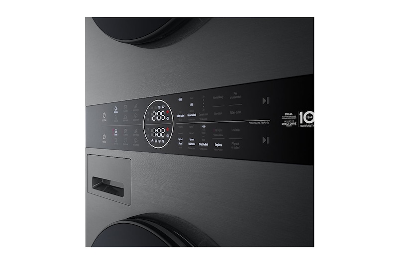 LG WashTower | 12 / 10 kg |1400 ot./min | AI DD™ | TurboWash™360°|Černá/šedá, WT1210BBF