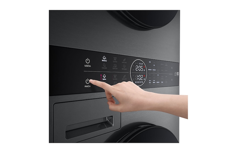 LG WashTower | 12 / 10 kg |1400 ot./min | AI DD™ | TurboWash™360°|Černá/šedá, WT1210BBF