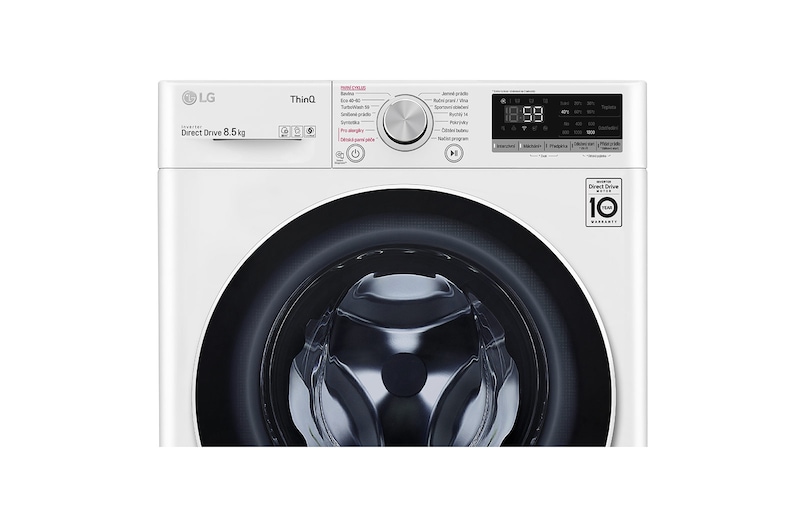 LG 8,5 kg slim parní pračka, C, Direct Drive™ motor, TurboWash™ - praní za 59 minut, optimální volba pracích pohybů, parní péče Steam™, ThinQ™ + WiFi, F28V5GY0W