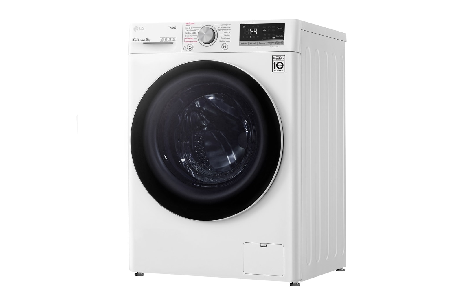 LG 9 kg parní pračka, Direct Drive™ motor, optimální volba pracích pohybů, parní praní Steam™, TurboWash™, ThinQ+WiFi, F49V5VW0W