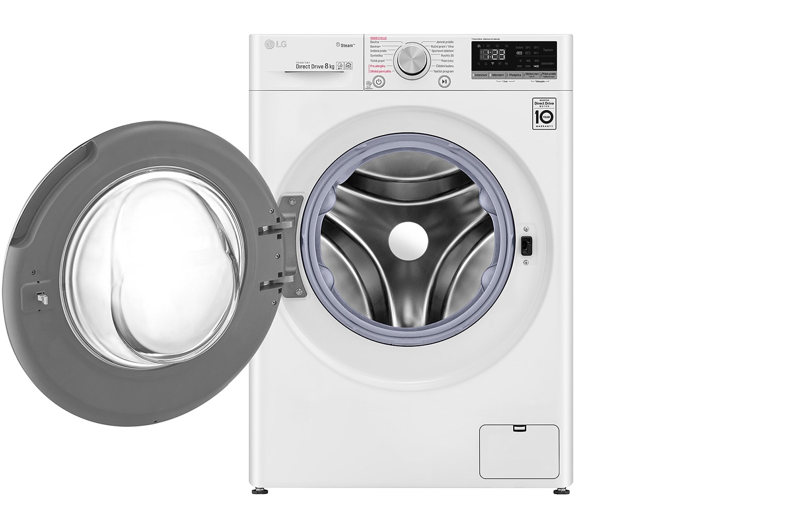 LG 8 kg parní pračka, D, Direct Drive™ motor, AI DD™ - optimální volba pracích pohybů, Steam™ - parní praní, ThinQ™ + WiFi, F4WN508S0